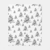 Couverture Polaire Motif d'arbre de Noël noir et blanc (Devant)