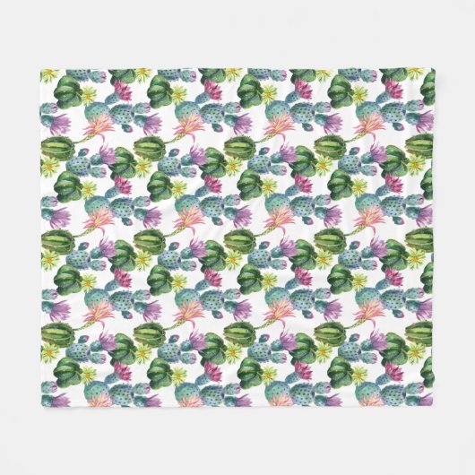 Couverture Polaire Motif d'art de cactus d'aquarelle (Devant (Horizontal))