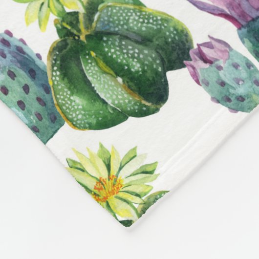 Couverture Polaire Motif d'art de cactus d'aquarelle (Coin)
