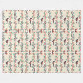Couverture Polaire Motif d'art folklorique d'oiseaux et de fleurs (Devant (Horizontal))