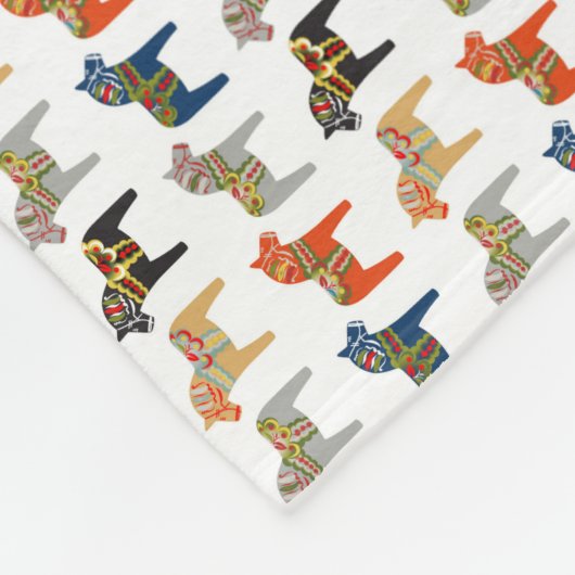 Couverture Polaire Motif d'art populaire suédois Dala Horse (Coin)