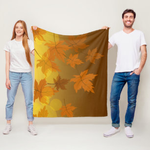 Couverture Polaire Motif d'automne avec feuilles d'érable en chute et