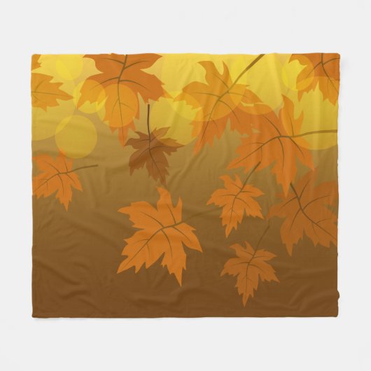 Couverture Polaire Motif d'automne avec feuilles d'érable en chute et (Devant (Horizontal))