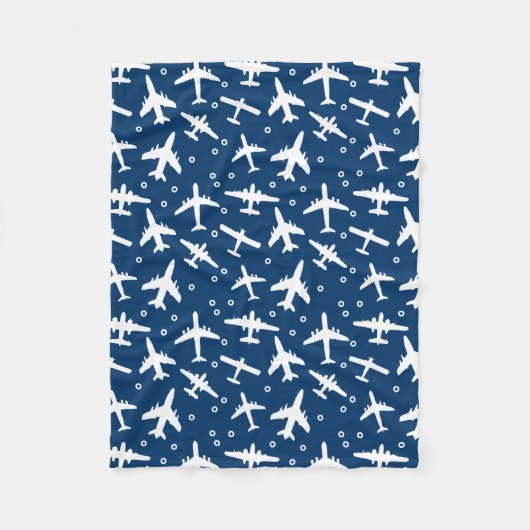 Couverture Polaire Motif d'avion bleu et blanc (Devant)