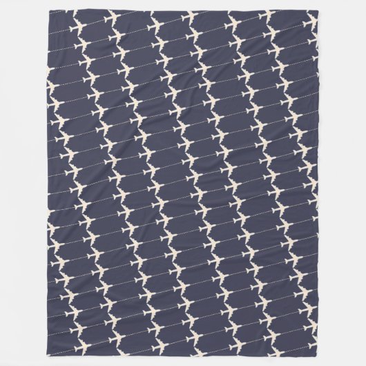 Couverture Polaire Motif d'avions blancs Allover bleu (Devant)