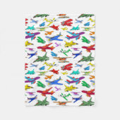 Couverture Polaire Motif d'avions colorés (Devant)