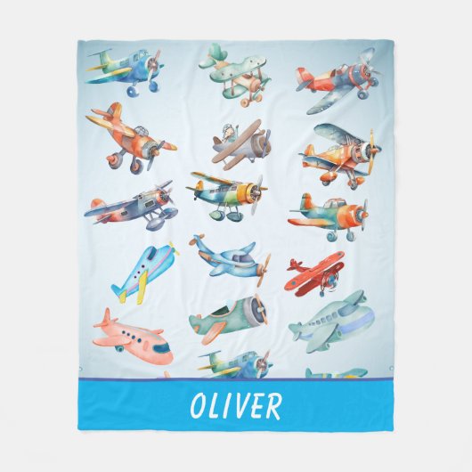 Couverture Polaire Motif d'avions mignons (Devant)