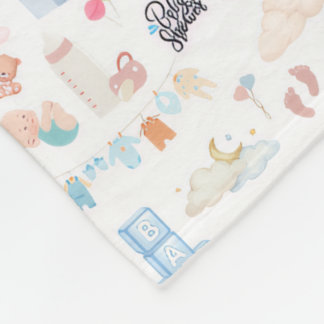 Couverture Polaire Motif de baby shower aquarelle avec ours en peluch