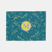 Couverture Polaire motif de baies jaune lilas moderne monogramme (Devant (Horizontal))