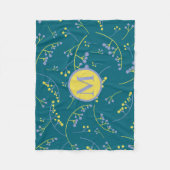Couverture Polaire motif de baies jaune lilas moderne monogramme (Devant)