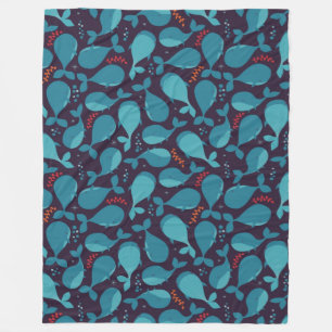 Couverture Polaire Motif de baleine bleue