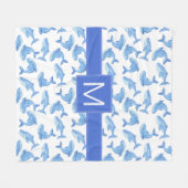 Couverture Polaire Motif de baleine bleue d'aquarelle (Devant (Horizontal))