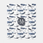 Couverture Polaire Motif de baleine et d'Ancre d'aquarelle (Devant)