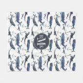 Couverture Polaire Motif de baleine et d'Ancre d'aquarelle (Devant (Horizontal))