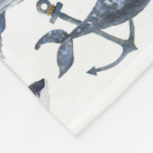 Couverture Polaire Motif de baleine et d'Ancre d'aquarelle (Coin)