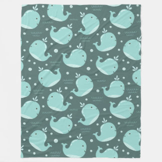 Couverture Polaire Motif de baleine mignonne sur les enfants Bleus Tu