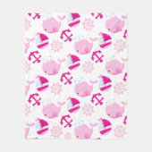 Couverture Polaire Motif De Baleines, Beaux Baleines, Baleines Roses (Devant)