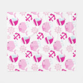 Couverture Polaire Motif De Baleines, Beaux Baleines, Baleines Roses (Devant (Horizontal))