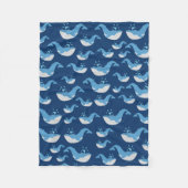 Couverture Polaire Motif de baleines de l'océan bleu profond (Devant)