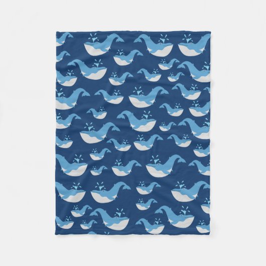 Couverture Polaire Motif de baleines de l'océan bleu profond (Devant)
