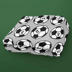 Couverture Polaire Motif de balle de football gris noir blanc numéro