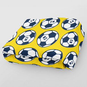 Couverture Polaire Motif de balle de soccer bleu marine et jaune pers