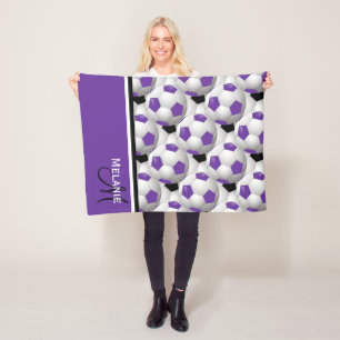Couverture Polaire Motif de balle de soccer noir violet