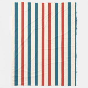Couverture Polaire Motif de bande bleu, rouge et blanc