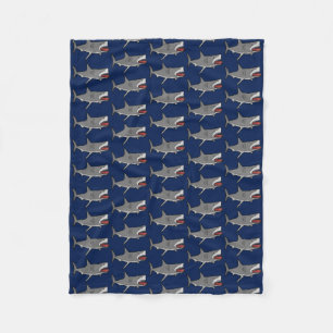 Couverture Polaire Motif de bande dessinée de requin sur le bleu
