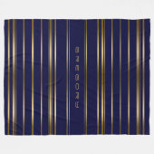 Couverture Polaire Motif de bandes bleu et or Marine (Devant (Horizontal))