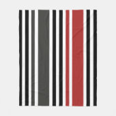 Couverture Polaire Motif de bandes verticales gris-noir rouge (Devant)