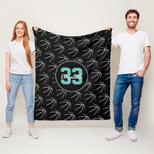 Couverture Polaire motif de basketball de style noir blanc minimalist