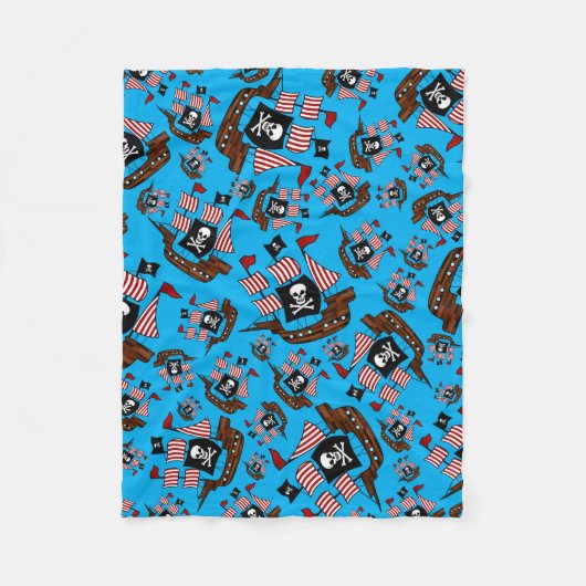Couverture Polaire Motif de bateau de pirates bleu ciel (Devant)