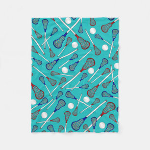 Couverture Polaire Motif de bâtons de lacrosse de turquoise