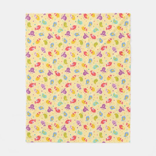 Couverture Polaire Motif de bébé avec les oiseaux mignons (Devant)