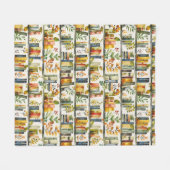 Couverture Polaire Motif de bibliothèque aquarelle (Devant (Horizontal))