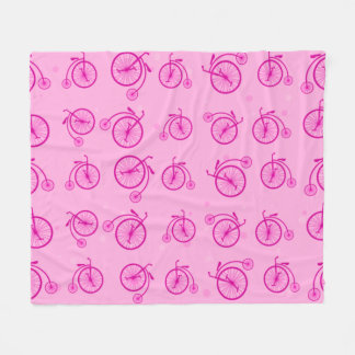 Couverture Polaire Motif de bicyclette rétro sur fond rose