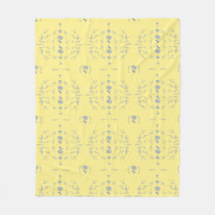 Couverture Polaire Motif de bloc Hydrangea - Jaune et Bleu