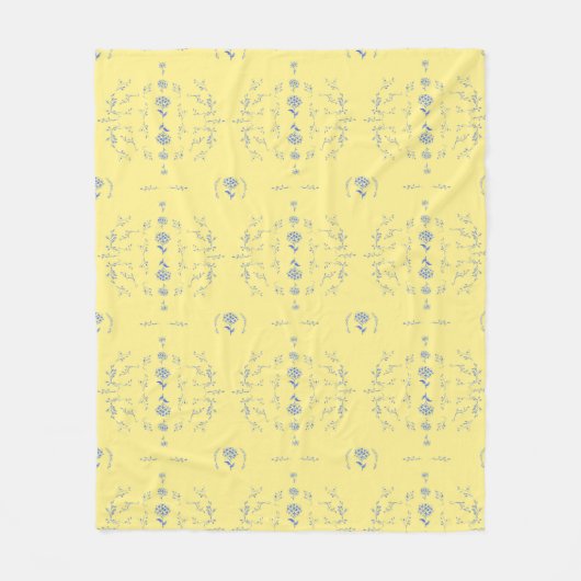 Couverture Polaire Motif de bloc Hydrangea - Jaune et Bleu (Devant)