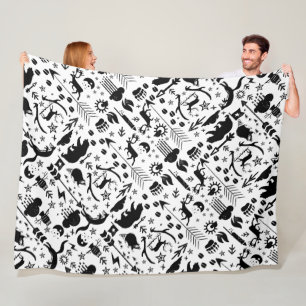 Couverture Polaire Motif de bois de renard de chevreuil noir rustique