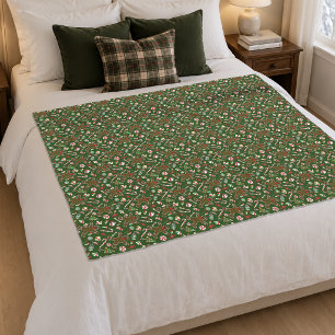 Couverture Polaire Motif de bonbon en pain d'épice festif vert ludiqu