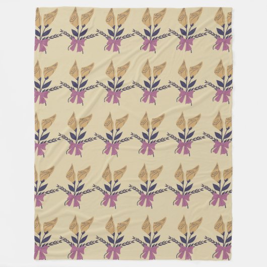 Couverture Polaire Motif de bouquet de fleurs de ruban (Devant)