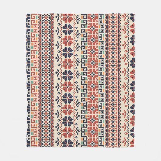 Couverture Polaire Motif De Broderie Palestinienne : Beauté Tradition (Devant)