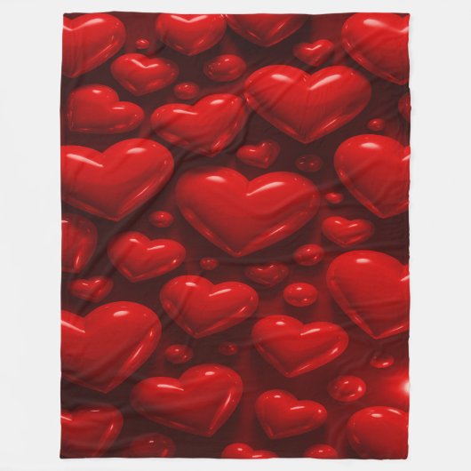 Couverture Polaire Motif de bulle Red Hearts (Devant)