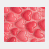 Couverture Polaire Motif de bulle rose et rouge Coeurs (Devant (Horizontal))