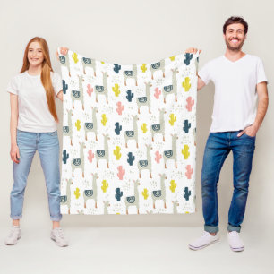 Couverture Polaire Motif de cactus et de lamas