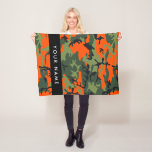 Couverture Polaire Motif de camouflage orange, Votre nom, Personnalis
