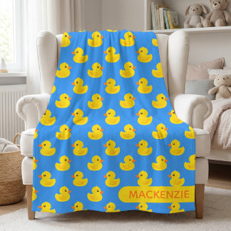 Couverture Polaire Motif de canard en caoutchouc jaune mignon avec no