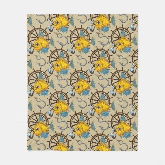 Couverture Polaire Motif de capitaine de la marine marchande poisson (Devant)