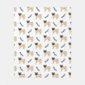 Couverture Polaire Motif de Carlin de dessin animé chien avec le nom (Devant)